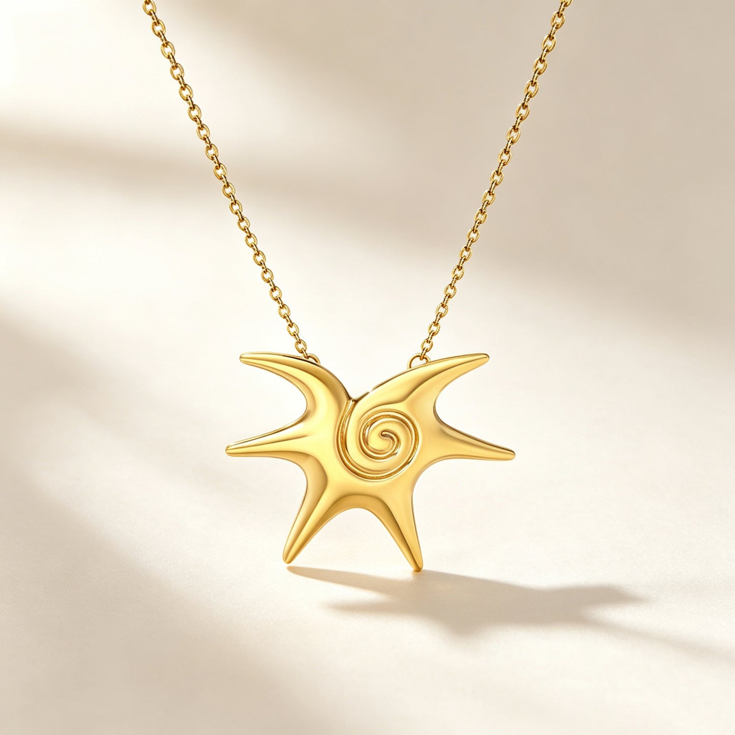 Bulk Supply Sculptural Spiral Relief Eight-Point Star Station Choker