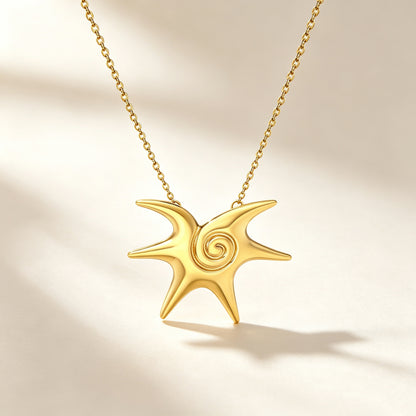 Bulk Supply Sculptural Spiral Relief Eight-Point Star Station Choker