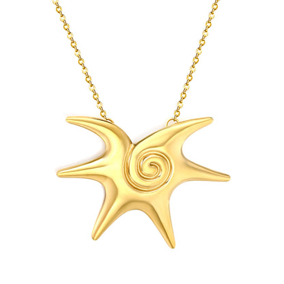 Bulk Supply Sculptural Spiral Relief Eight-Point Star Station Choker