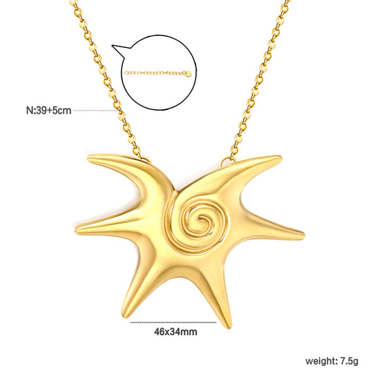 Bulk Supply Sculptural Spiral Relief Eight-Point Star Station Choker