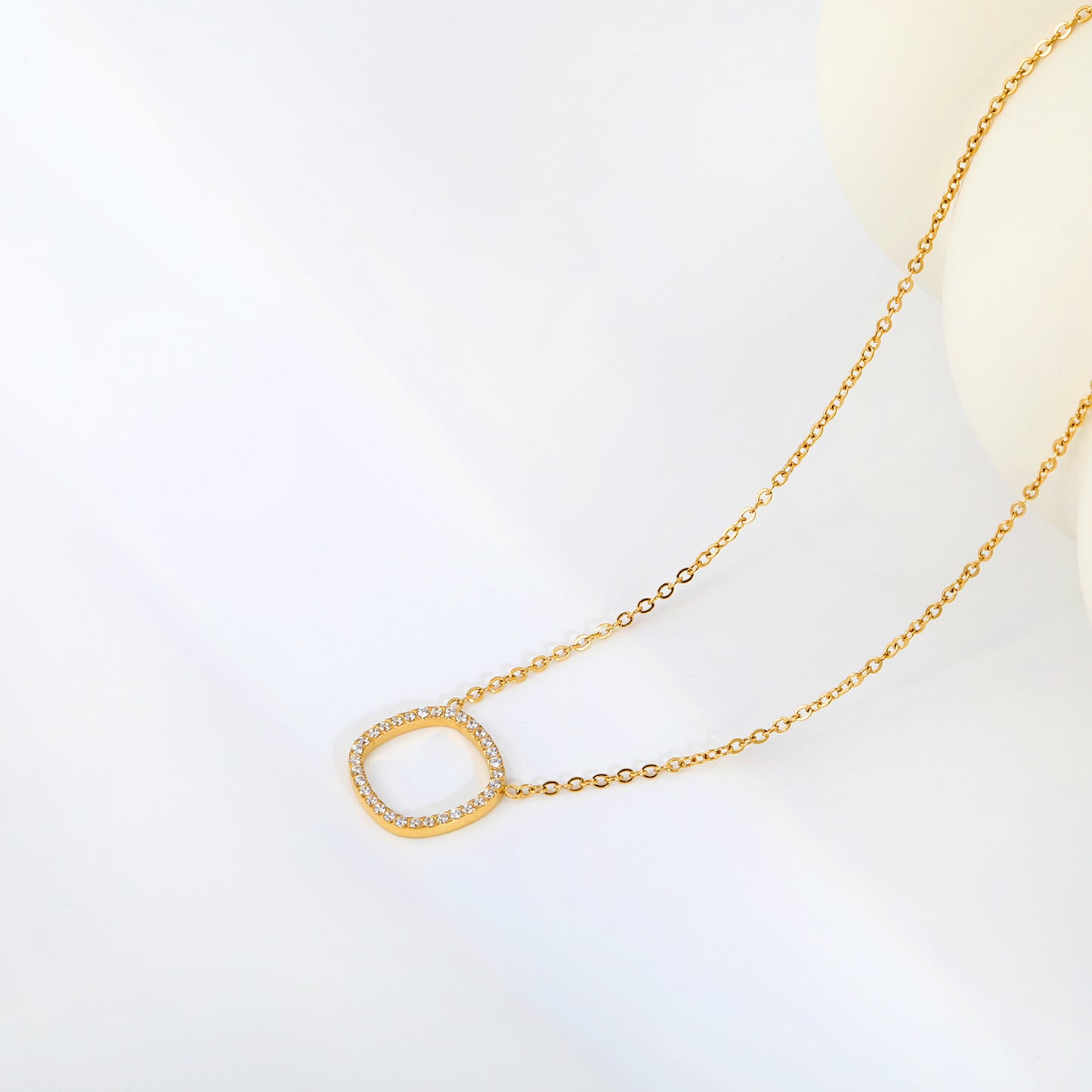 Minimalist Sparkling Open Square Diamond Necklaces for Women