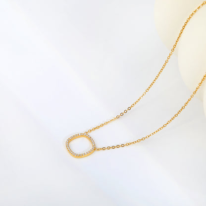 Minimalist Sparkling Open Square Diamond Necklaces for Women