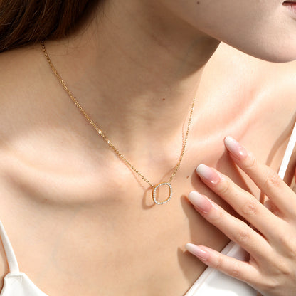 Minimalist Sparkling Open Square Diamond Necklaces for Women