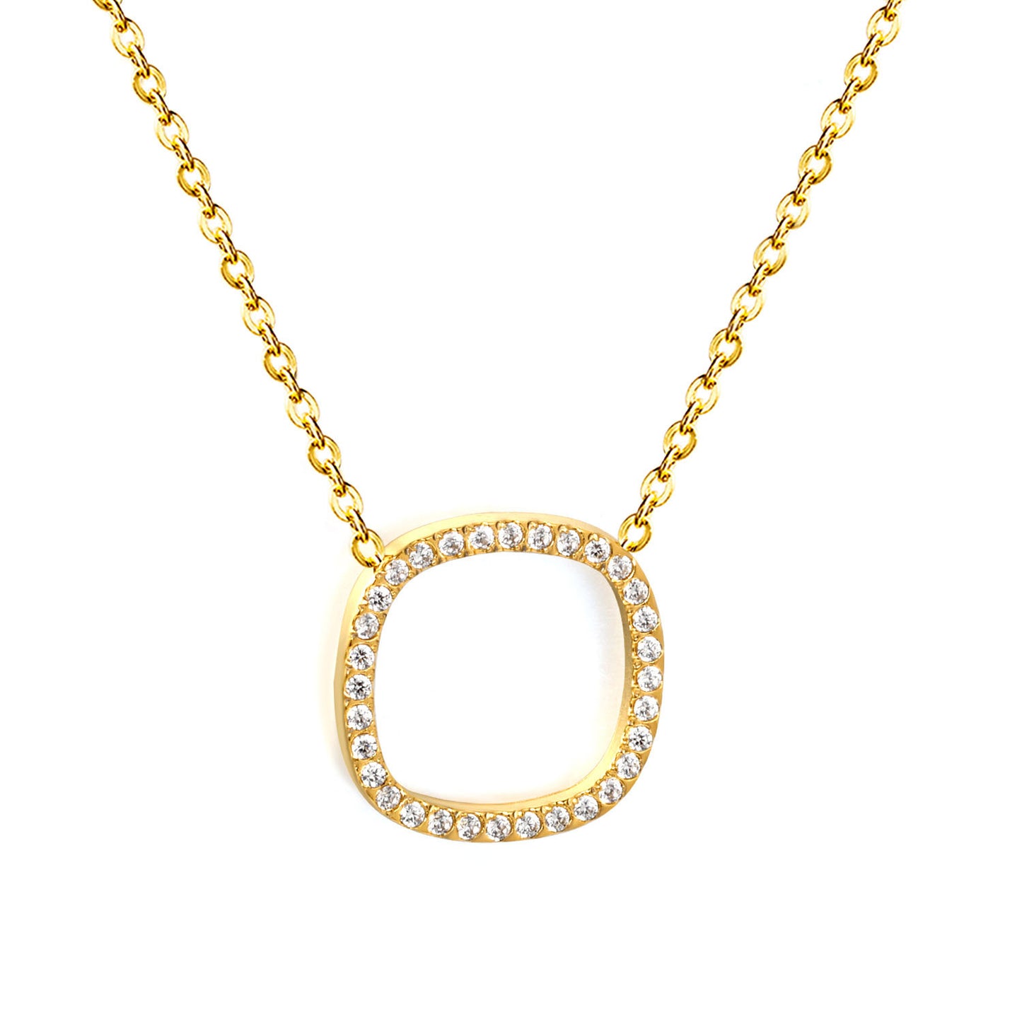 Minimalist Sparkling Open Square Diamond Necklaces for Women