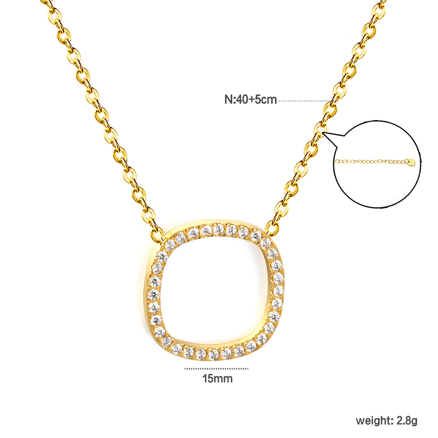 Minimalist Sparkling Open Square Diamond Necklaces for Women