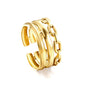 stainless steel gold multi tier open ring textured chain white background wholesale