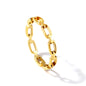 stainless steel gold oval link chain ring textured details white background wholesale