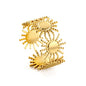 stainless steel gold sunburst cluster ring radiant design white background wholesale