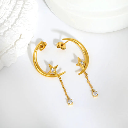 Midsummer Night Dream: Cascading Starburst & Crescent Moon Dangles