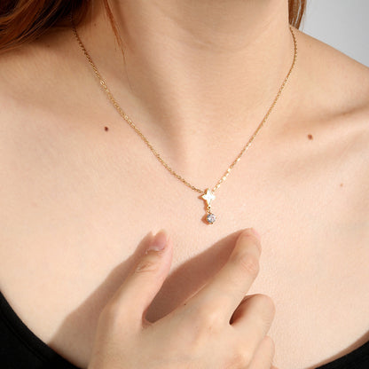Wholesale Mother of Pearl Starburst Solitaire CZ Drop Necklace Bulk