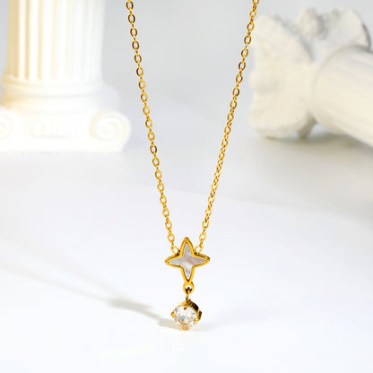 Wholesale Mother of Pearl Starburst Solitaire CZ Drop Necklace Bulk