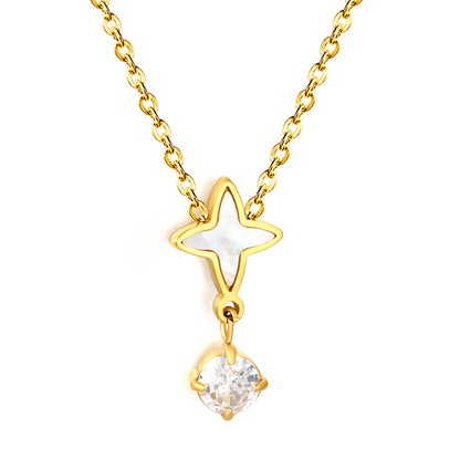 Wholesale Mother of Pearl Starburst Solitaire CZ Drop Necklace Bulk