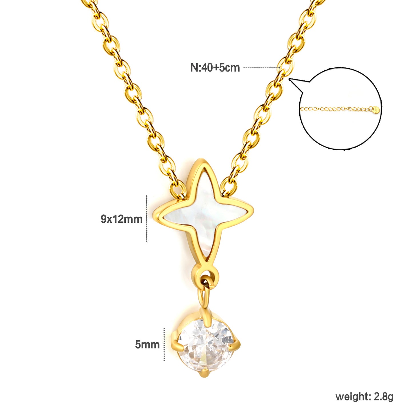 Wholesale Mother of Pearl Starburst Solitaire CZ Drop Necklace Bulk