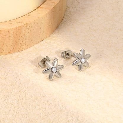 Sweet Starburst Burst Frame Embedded Round Warm Pearl Stud Earrings Romantic