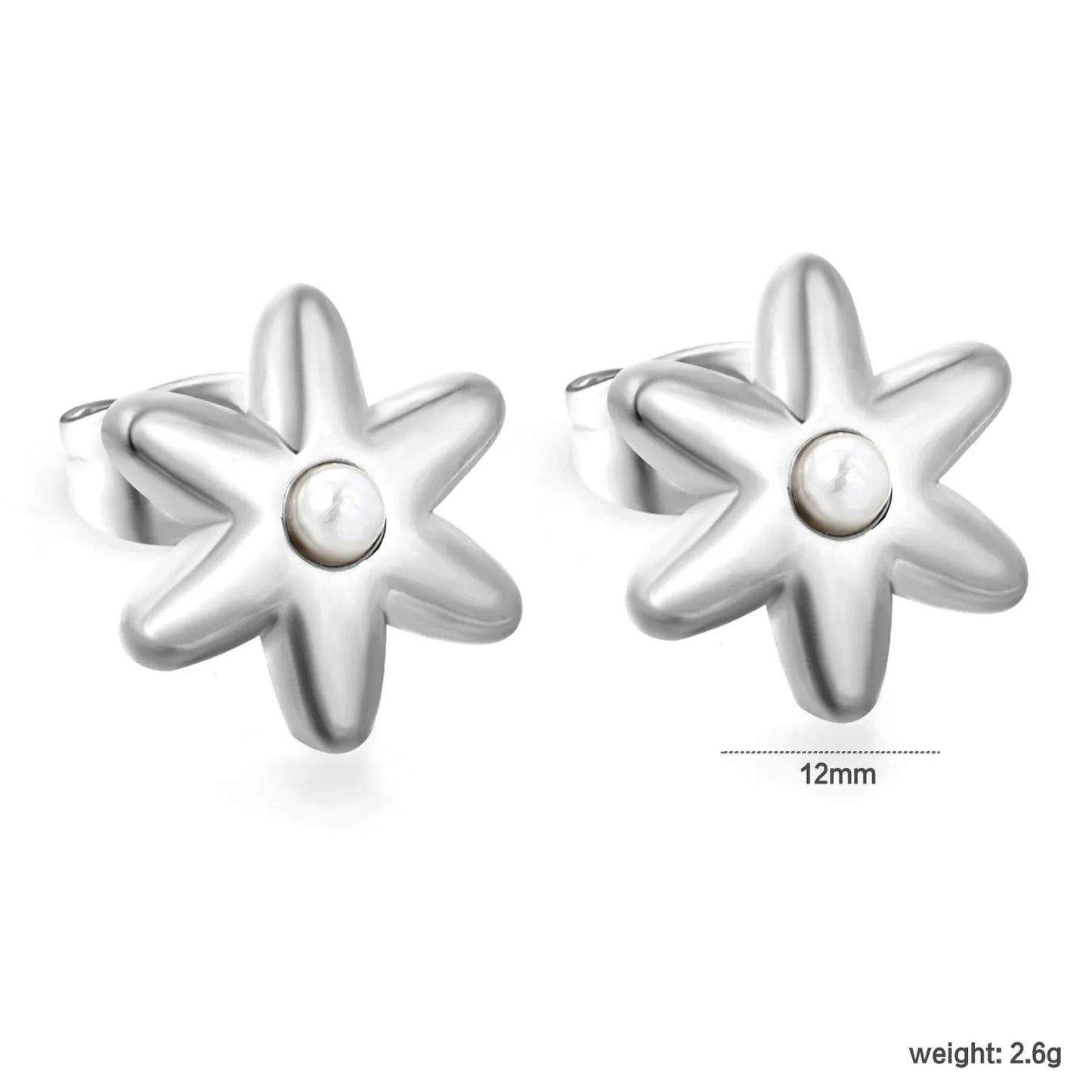 Sweet Starburst Burst Frame Embedded Round Warm Pearl Stud Earrings Romantic