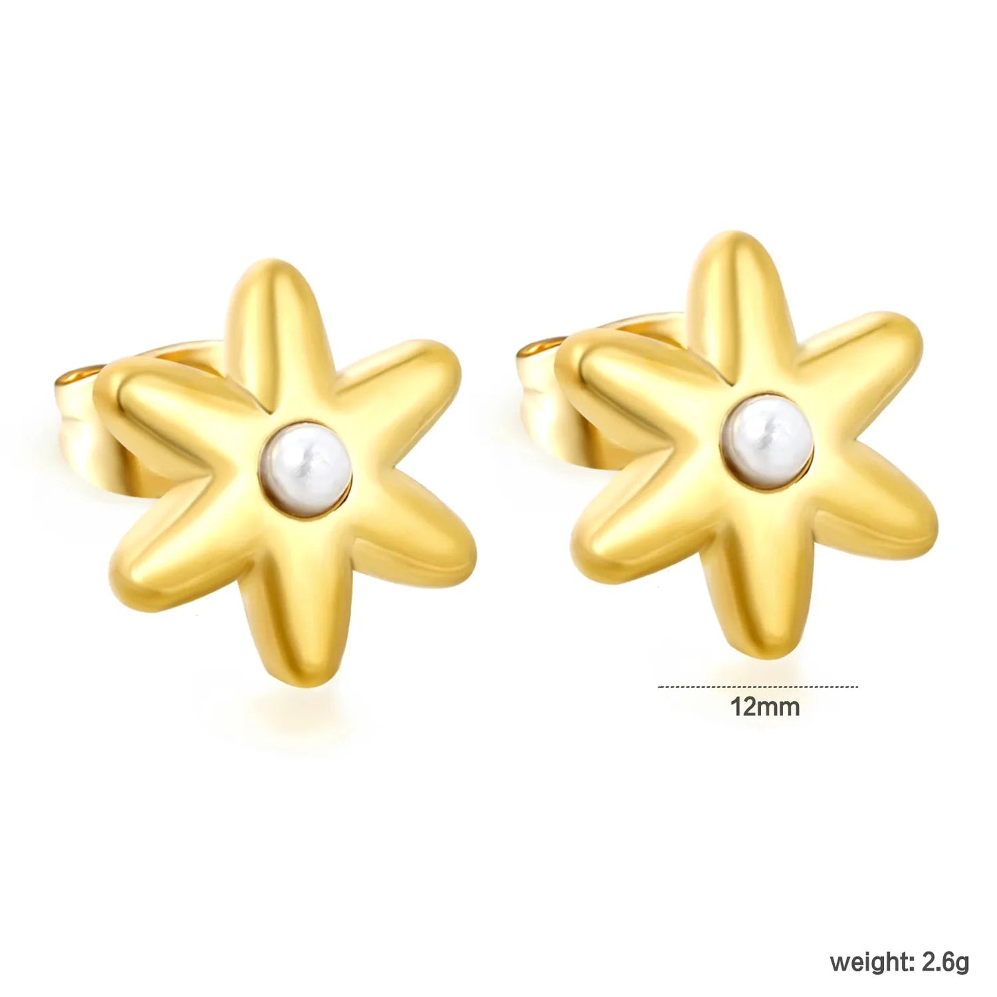 Sweet Starburst Burst Frame Embedded Round Warm Pearl Stud Earrings Romantic