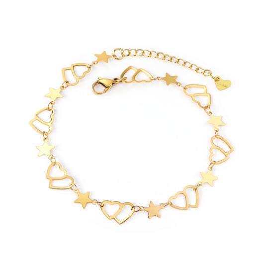 star heart cutout anklet gold