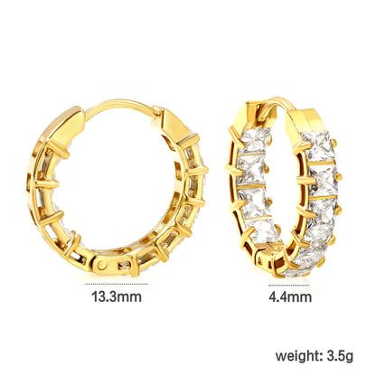 Bulk baguette cut cubic zirconia hoop earrings 304L steel