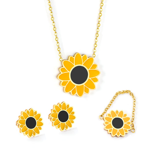 sunflower yellow black stainless set