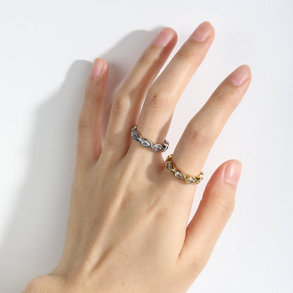 Waterproof 18K Gold Plated Pear Shaped Zircon Eternity Band for Women