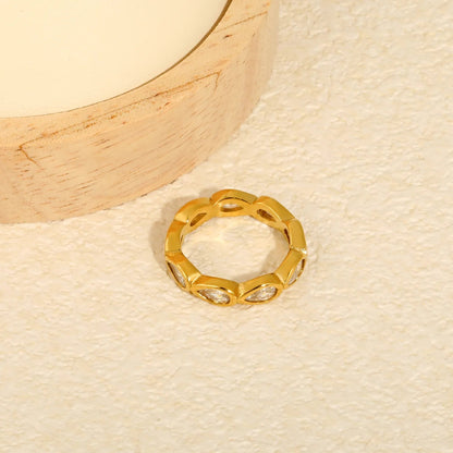 Waterproof 18K Gold Plated Pear Shaped Zircon Eternity Band for Women