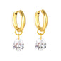 Elegant Dainty Clear Pear Cut Diamond Charm Dangle Small Hoop Earrings