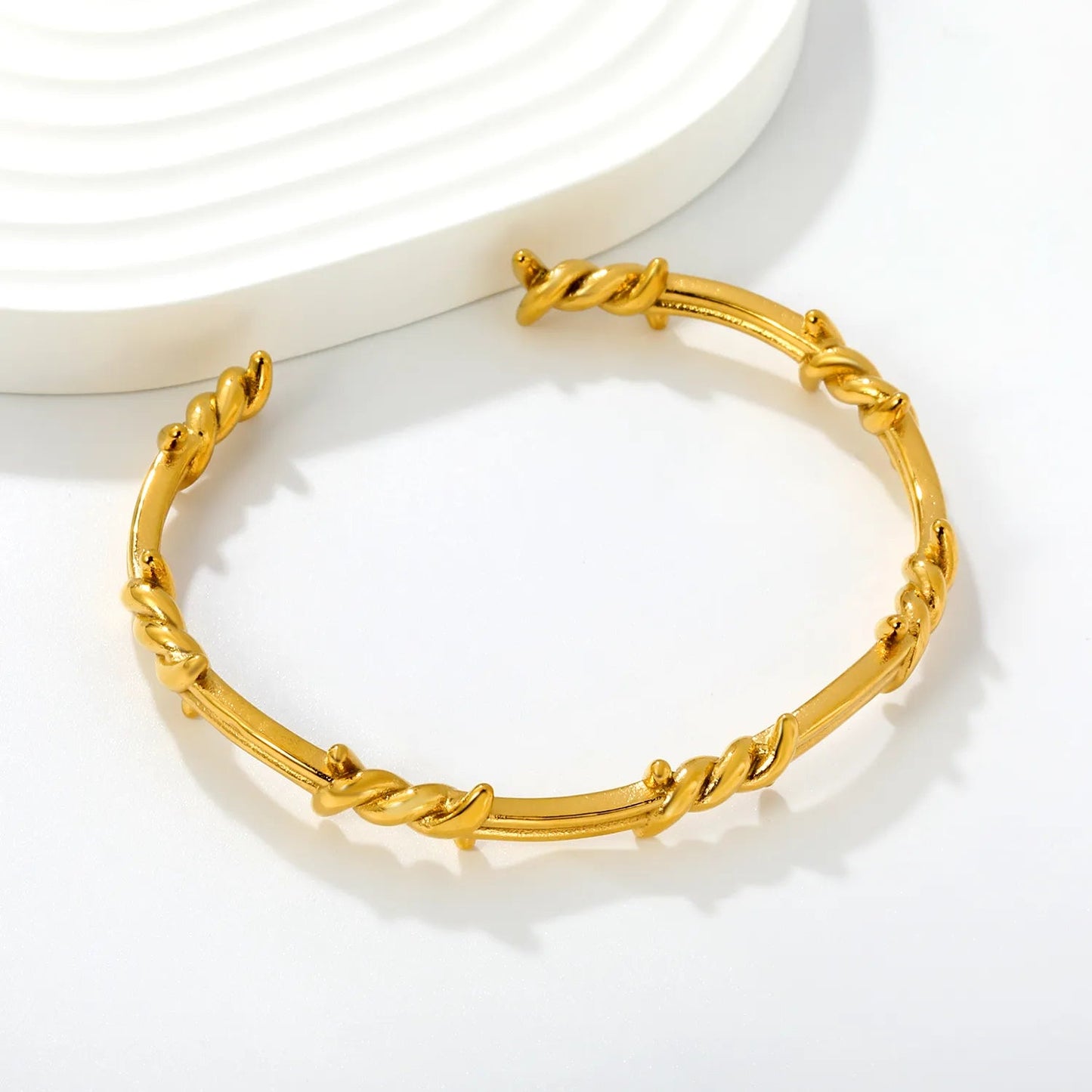 Dark Aesthetic Streetwear Metallic Bracelet Built with Twisted Thorns