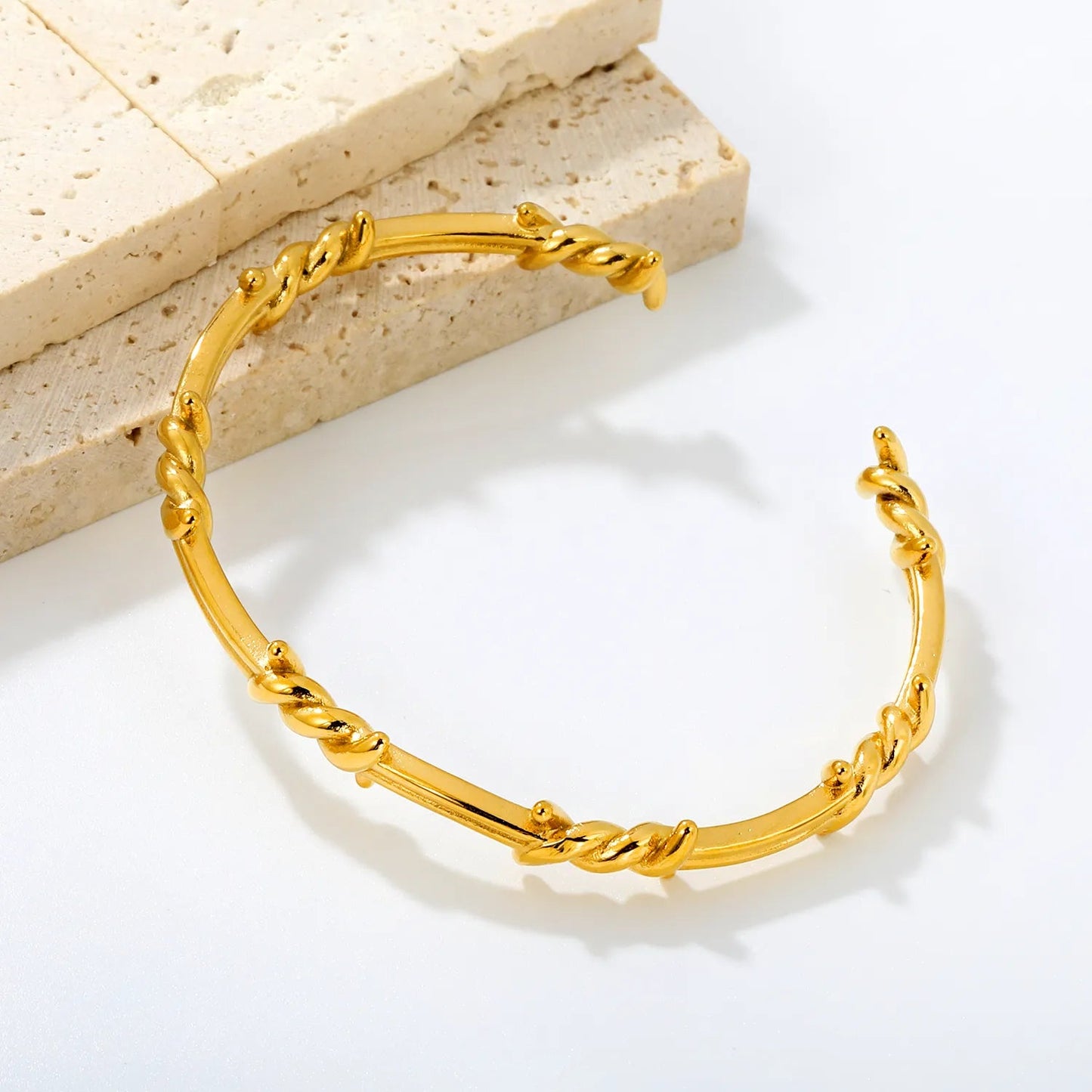Dark Aesthetic Streetwear Metallic Bracelet Built with Twisted Thorns