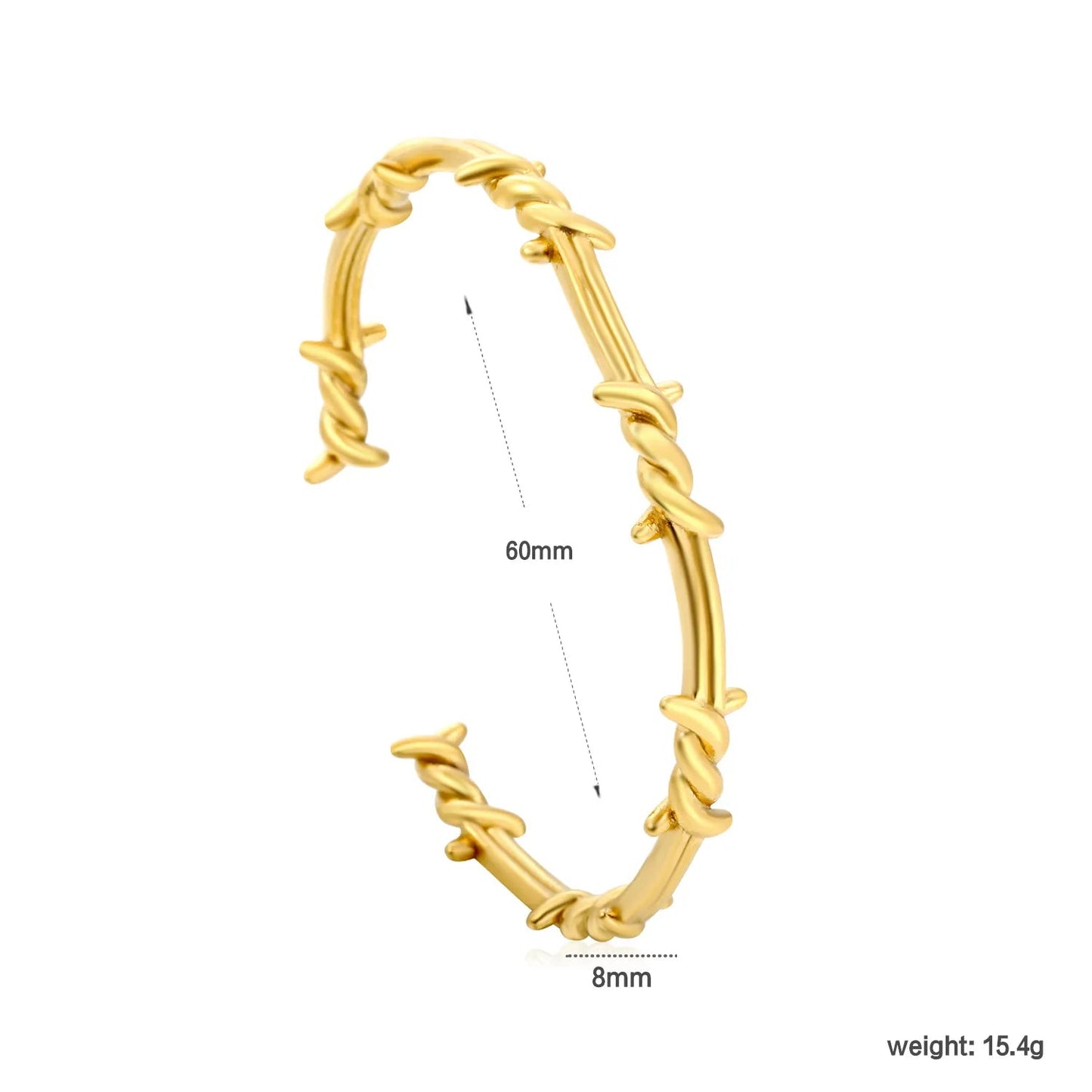 Dark Aesthetic Streetwear Metallic Bracelet Built with Twisted Thorns