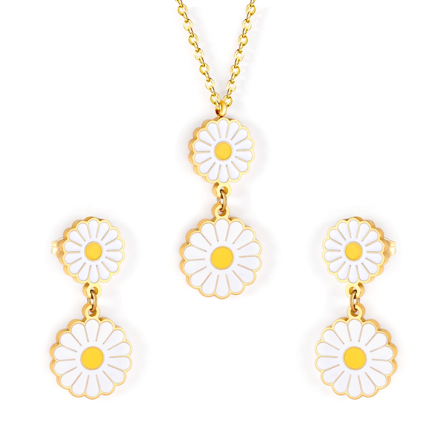 tiered daisy jewelry gold set
