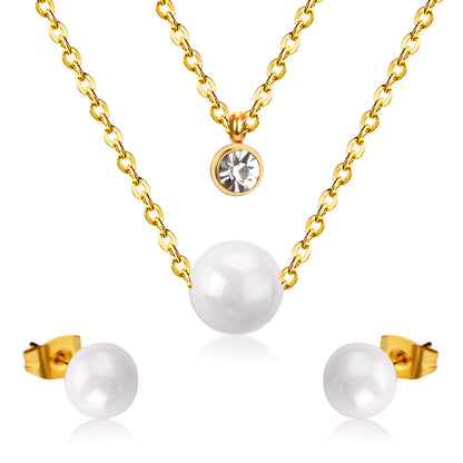 tiered pearl diamond jewelry set