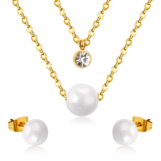 tiered pearl diamond jewelry set