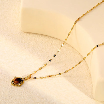 Wholesale Retro Oval Tiger Eye Pendant Stainless Steel Jewelry