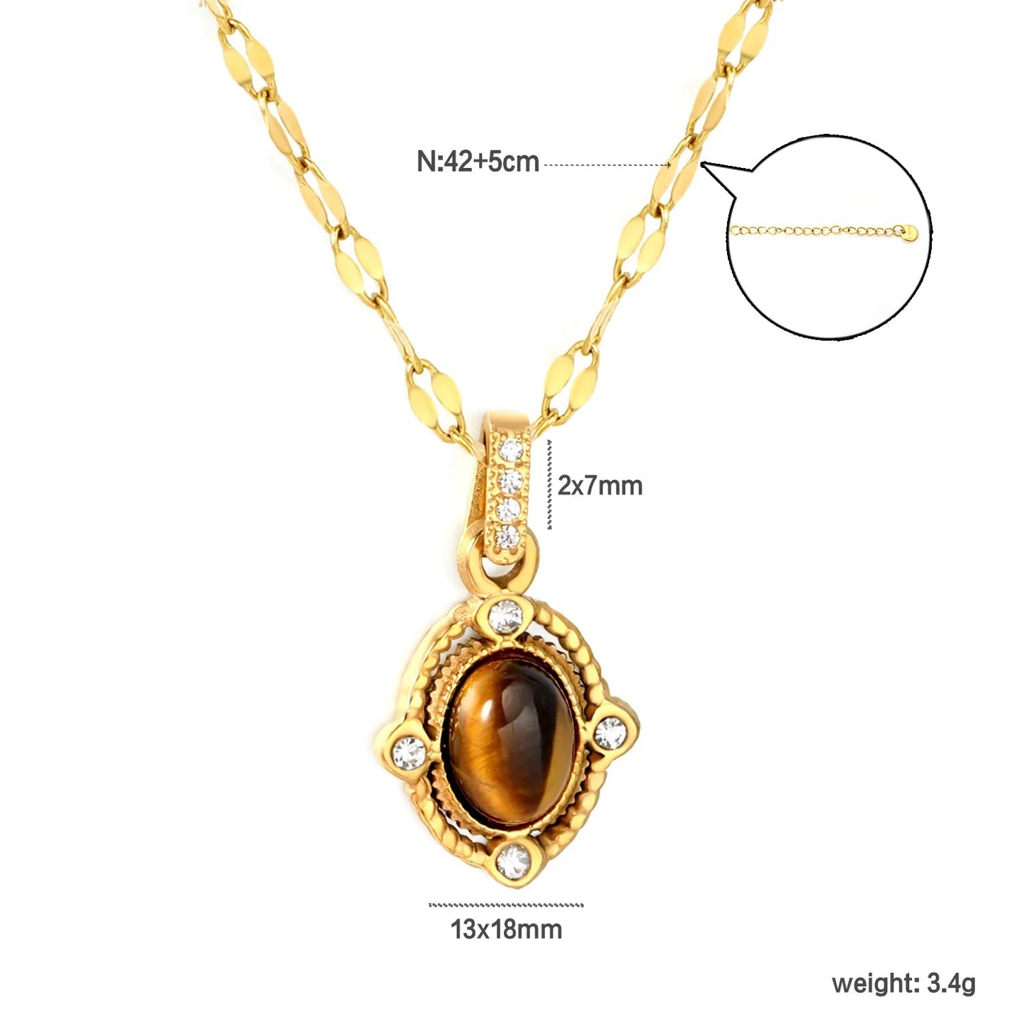 Wholesale Retro Oval Tiger Eye Pendant Stainless Steel Jewelry