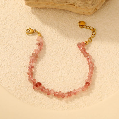 Bulk 5-9mm natural gemstone chip stone 18K gold chain bracelet 0 MOQ