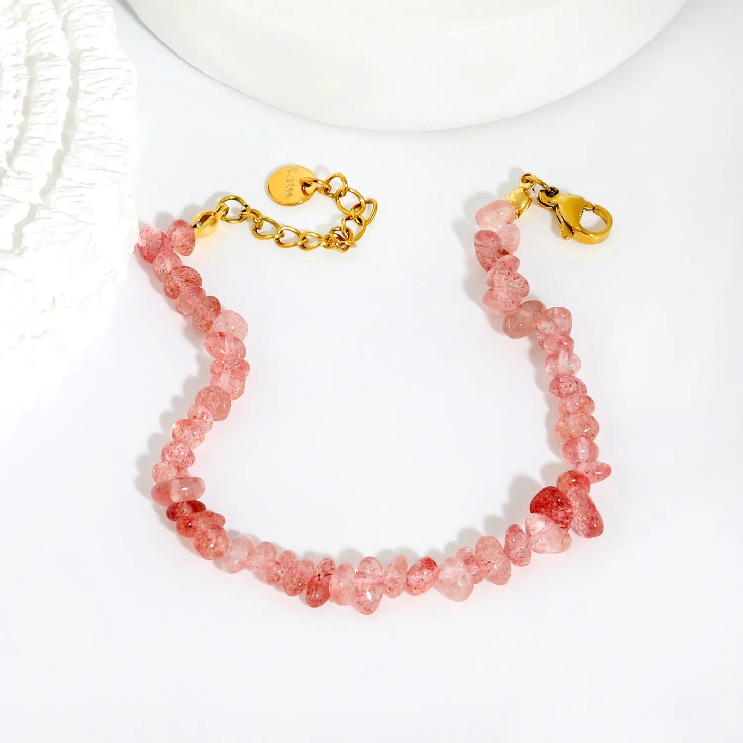 Bulk 5-9mm natural gemstone chip stone 18K gold chain bracelet 0 MOQ