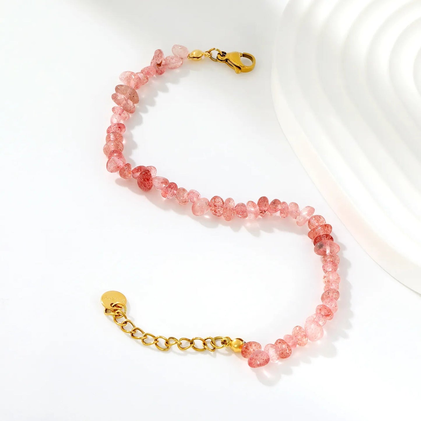Bulk 5-9mm natural gemstone chip stone 18K gold chain bracelet 0 MOQ