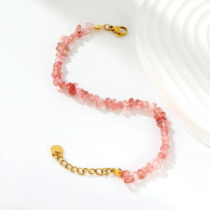 Bulk 5-9mm natural gemstone chip stone 18K gold chain bracelet 0 MOQ