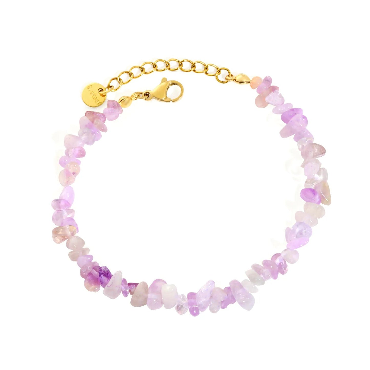 Bulk 5-9mm natural gemstone chip stone 18K gold chain bracelet 0 MOQ