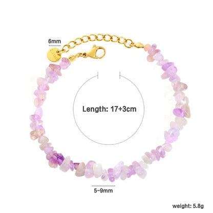 Bulk 5-9mm natural gemstone chip stone 18K gold chain bracelet 0 MOQ