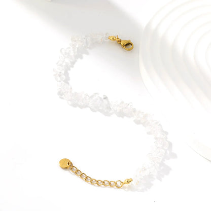 Bulk 5-9mm natural gemstone chip stone 18K gold chain bracelet 0 MOQ