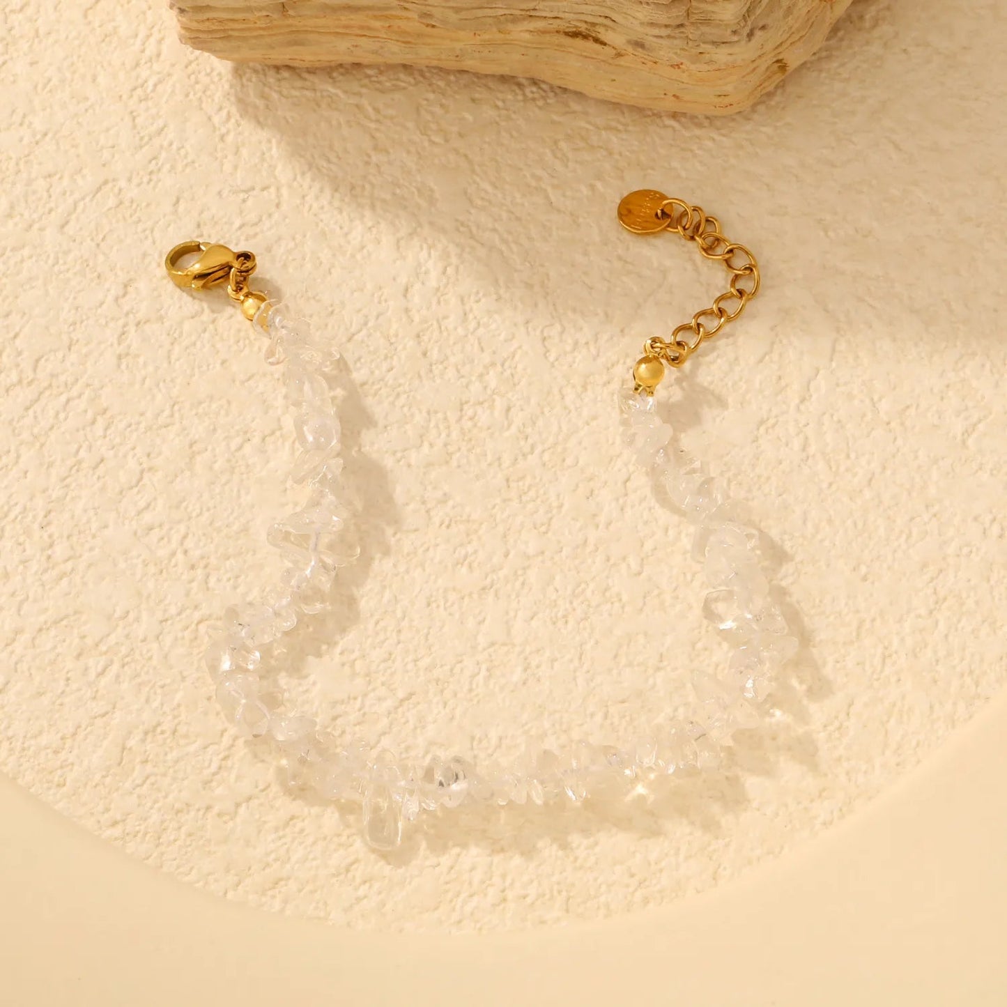 Bulk 5-9mm natural gemstone chip stone 18K gold chain bracelet 0 MOQ