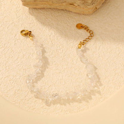 Bulk 5-9mm natural gemstone chip stone 18K gold chain bracelet 0 MOQ