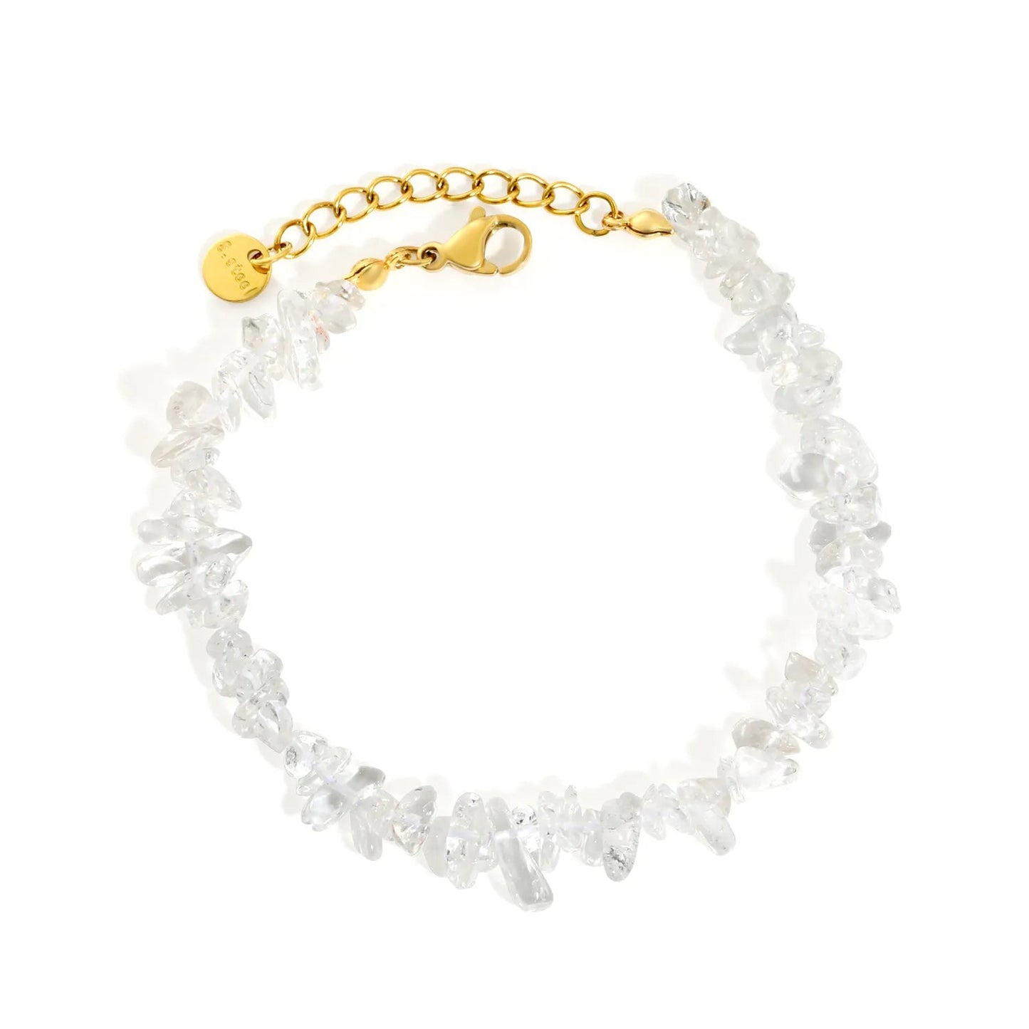 Bulk 5-9mm natural gemstone chip stone 18K gold chain bracelet 0 MOQ