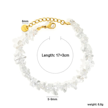 Bulk 5-9mm natural gemstone chip stone 18K gold chain bracelet 0 MOQ