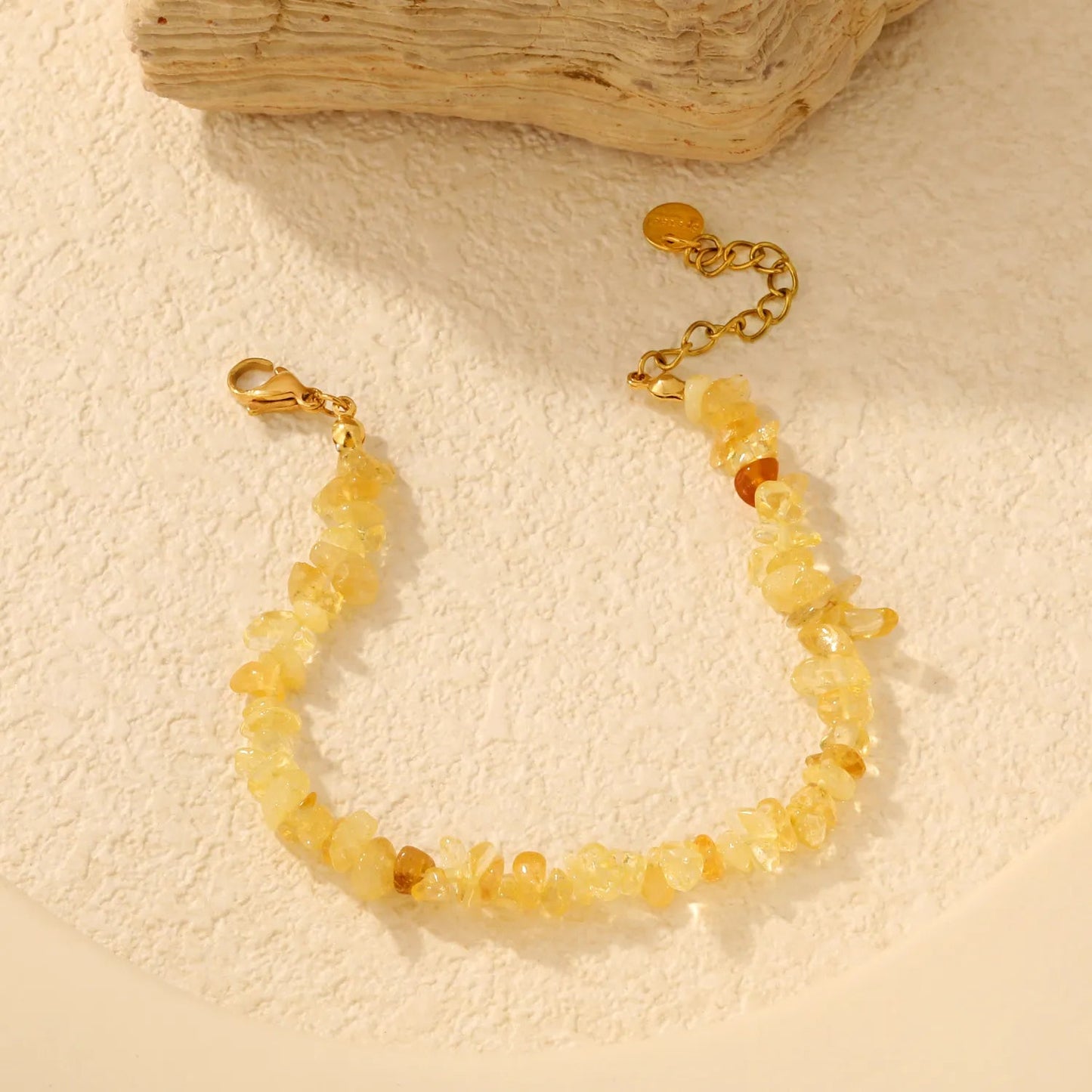 Bulk 5-9mm natural gemstone chip stone 18K gold chain bracelet 0 MOQ
