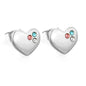Multi Color Three Zircon Cluster Heart Stud Earrings Stainless Steel