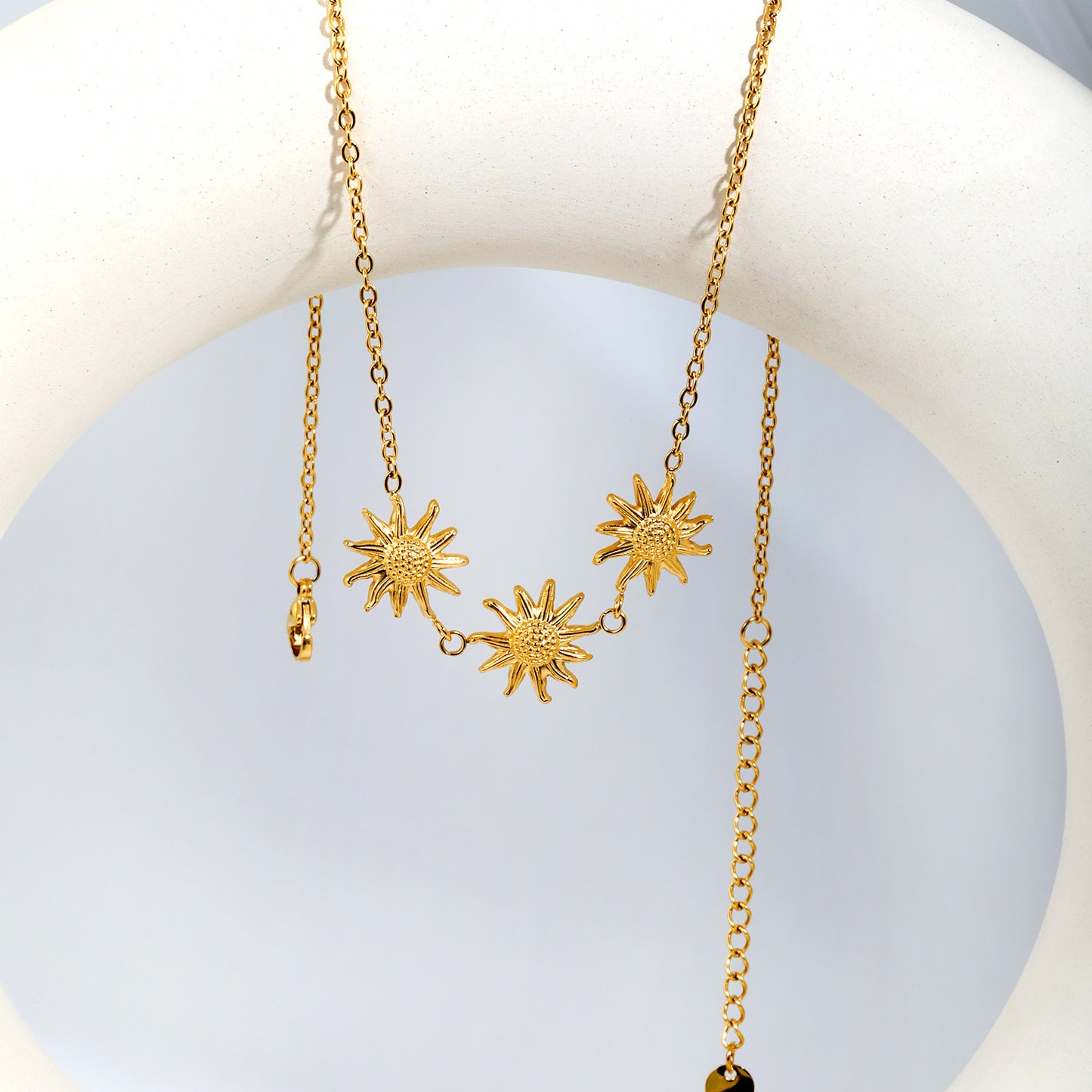 Radiant Sunlit Vibes Captured in a Waterproof Gold Sunflower Choker