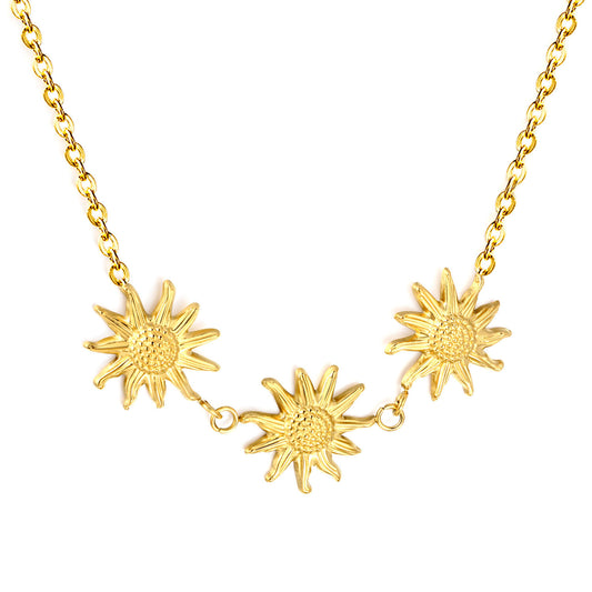 Radiant Sunlit Vibes Captured in a Waterproof Gold Sunflower Choker