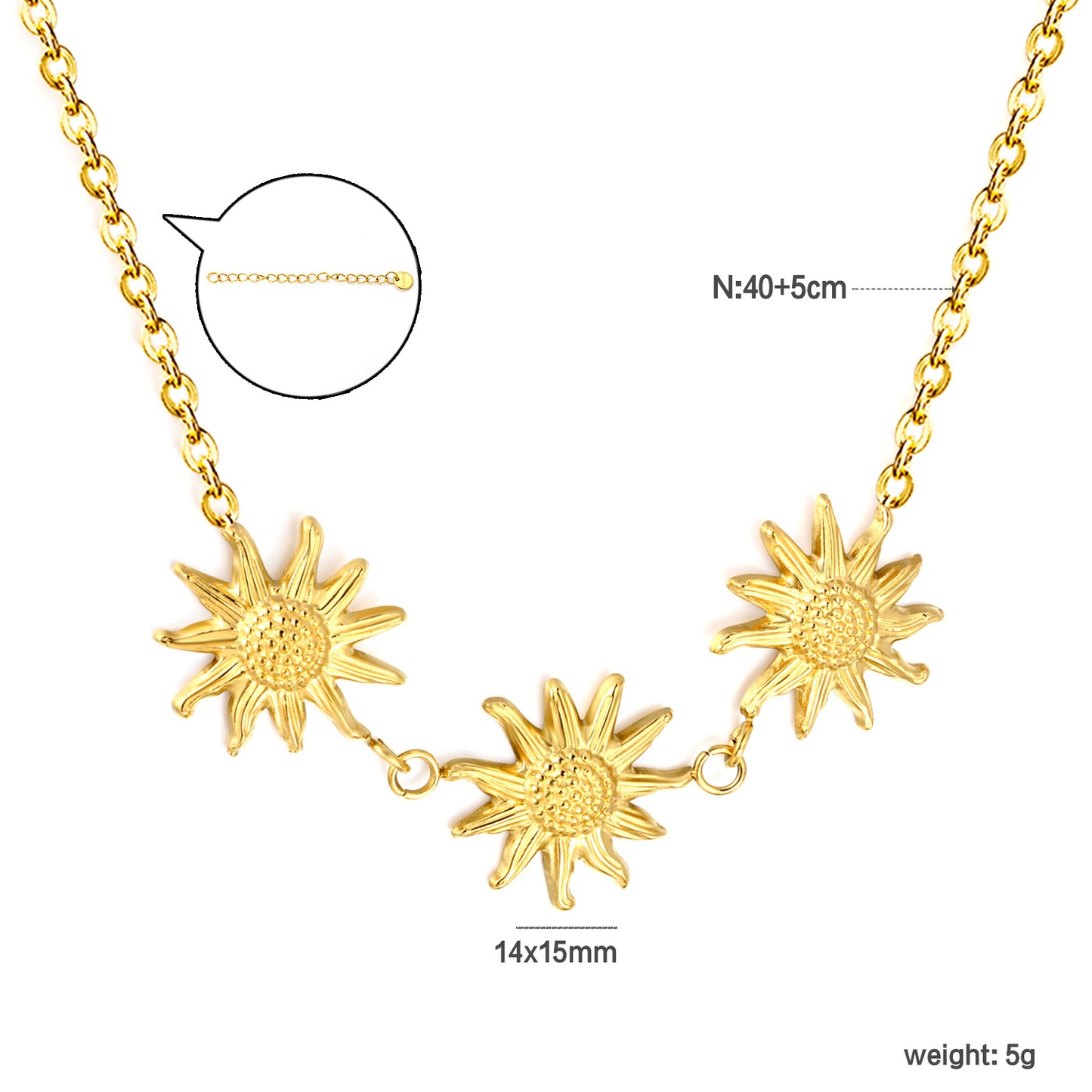 Radiant Sunlit Vibes Captured in a Waterproof Gold Sunflower Choker